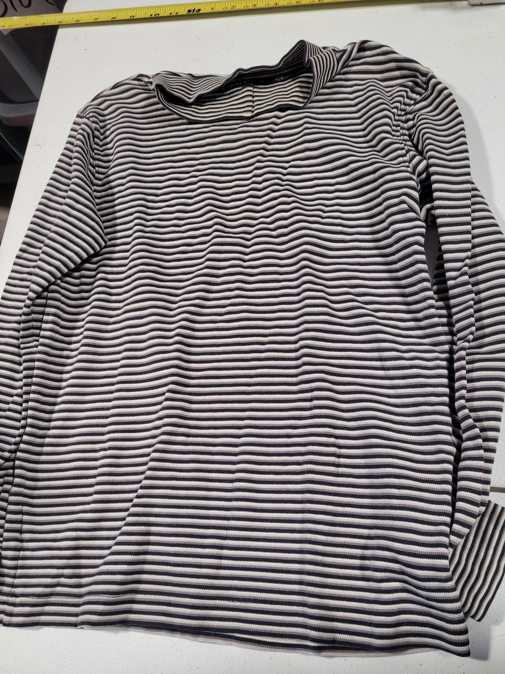 Striped Mock Neck Long-Sleeve Tee - Black & White - Picture 3 of 3
